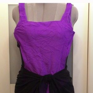 Beach Corsage Panel Scoopneck Tank One Peace & Black Cover Up